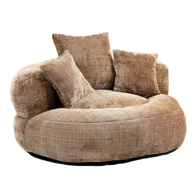 Chenille High Back Lazy Sofa with 3 Pillows and Oversized Bean Bag Chair 39