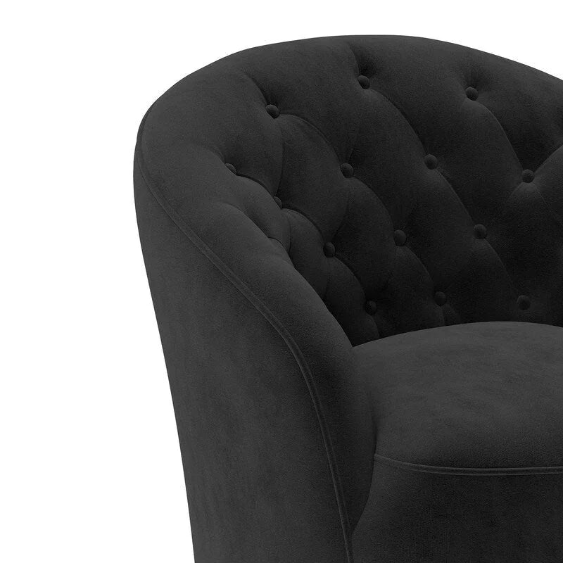 Velvet Upholstered 360 Degree Swivel Barrel Chair with Button Tufted Back 34