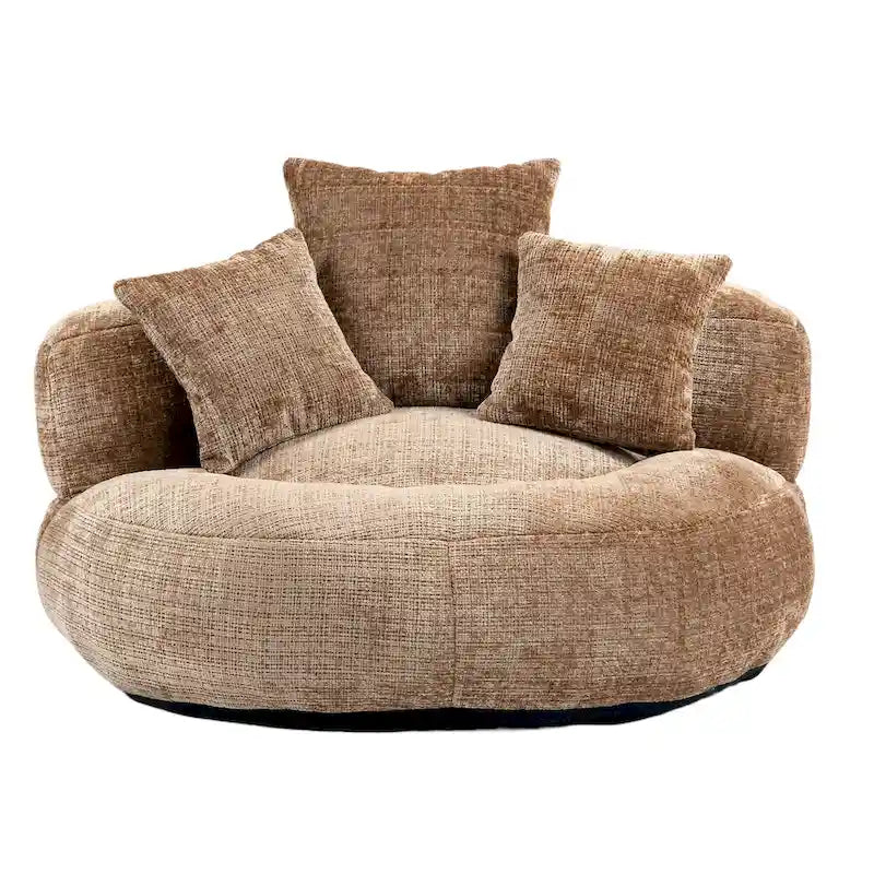 Chenille High Back Lazy Sofa with 3 Pillows and Oversized Bean Bag Chair 40