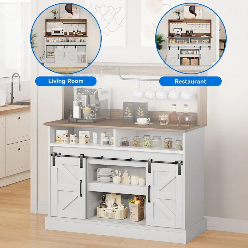 Moasis Farmhouse Coffee Bar Cabinet - 15.1D x 47.2W x 51.5H 6