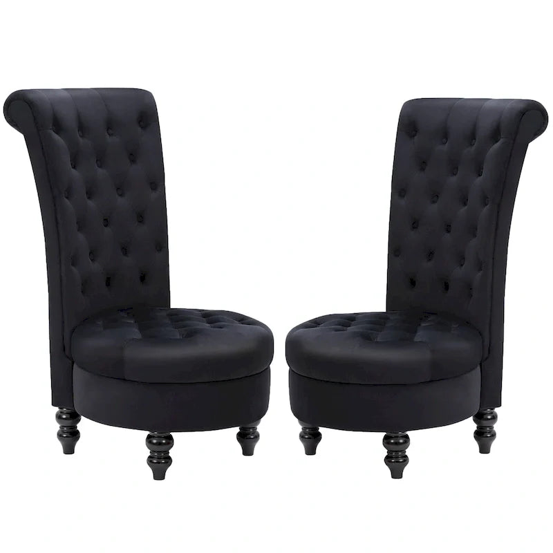 AVAWING Set of 2 Throne Royal Chair Thick Padding and Rubberwood Legs 3