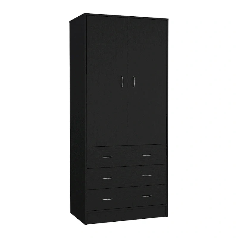 19  Modern Double-door Armoire with 3 Drawers and 1 Hanging Rod for Bedroom 4