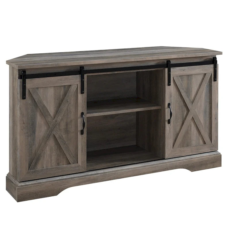 Middlebrook 52-inch Sliding Barn Door Corner TV Stand 13