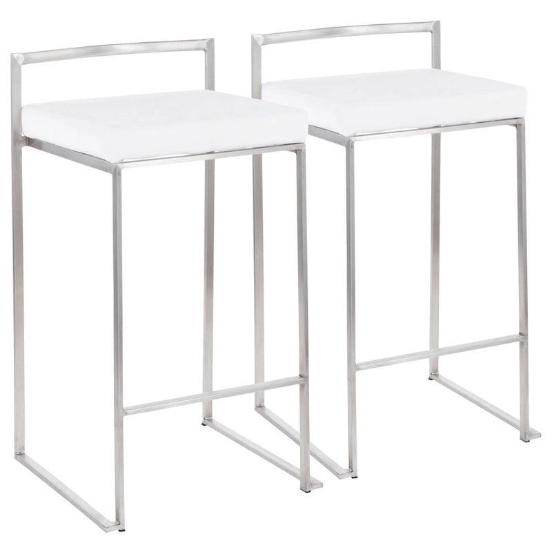 Sgabello da bancone impilabile in acciaio inossidabile completamente saldato Silver Orchid Forrest (set di 2) 21