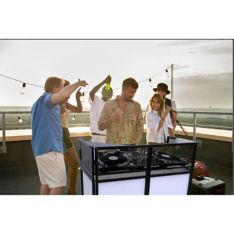 Portable DJ Booth Table Set with Integrated Lighting Scrims, Sturdy Carry Case, and Compact 40x20 inch Dimensions 7