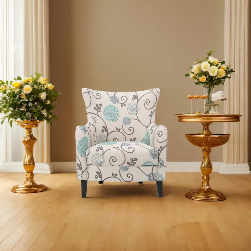 Modern Retro 30.25 High Back Upholstered Arm Chair with Wood Legs for Living Room 11