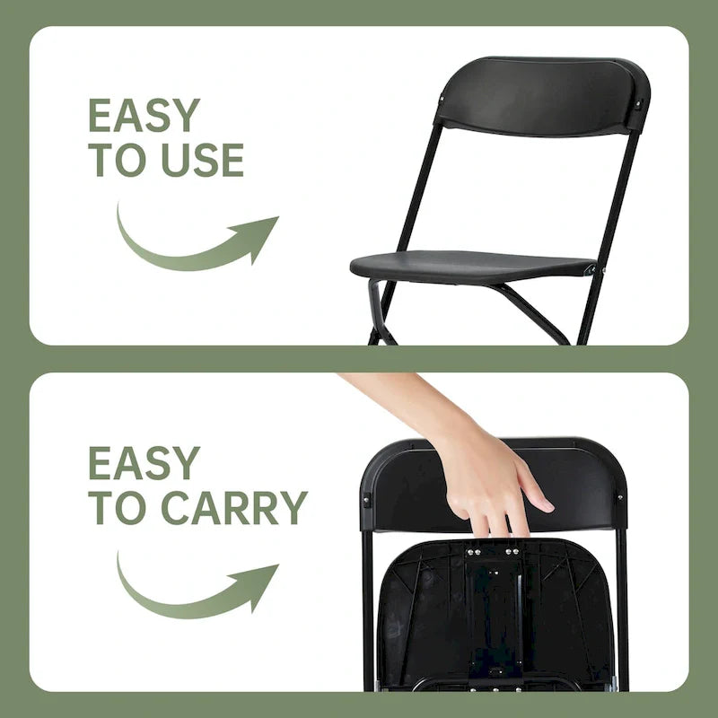 10 Pack Plastic Folding Chair 350lb. Capacity for Events Office Wedding Party Picnic Kitchen Dining 14