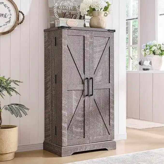 47 Armadietto da Cucina Dispensa, Mobile Contenitore con Ante Scorrevoli Stile Fienile - N/D 25