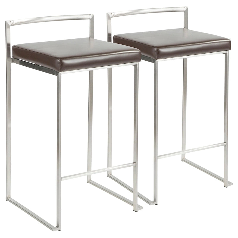 Sgabello da bancone impilabile in acciaio inossidabile completamente saldato Silver Orchid Forrest (set di 2) 4