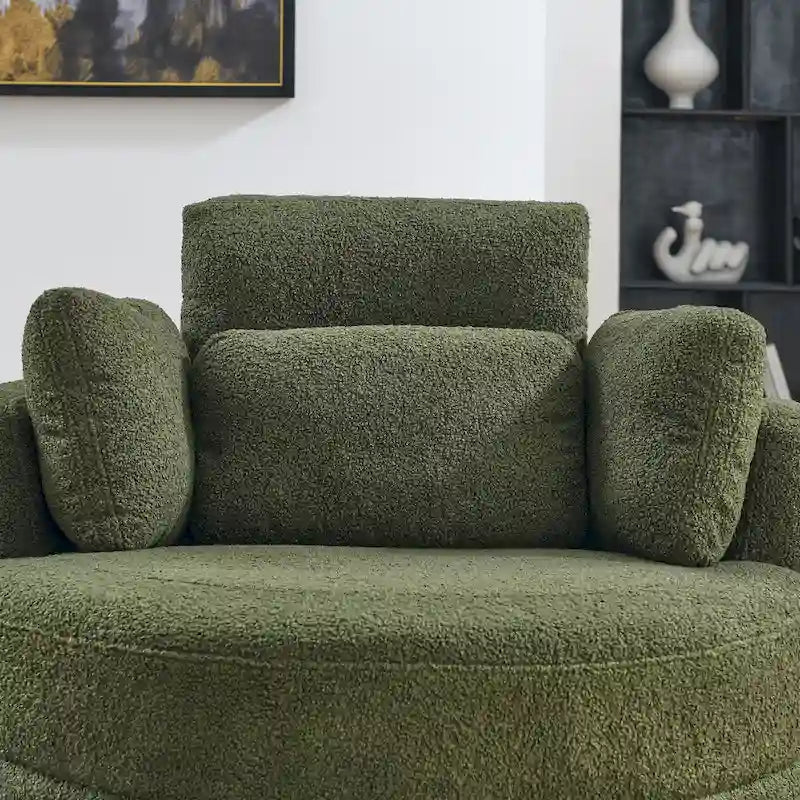 Oversized Swivel Cuddle Barrel Chair with moon storage ottoman 12
