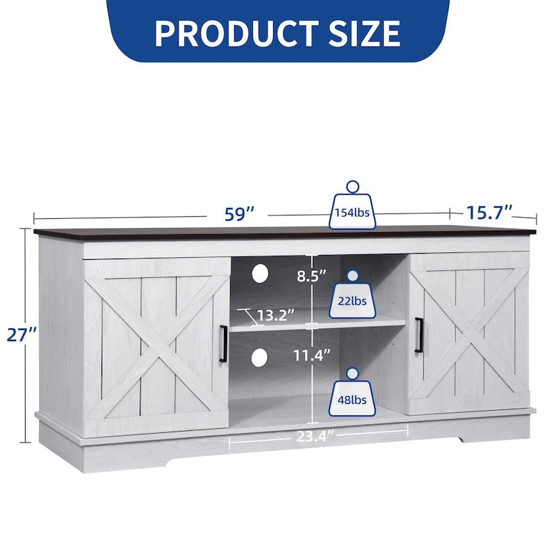 Farmhouse TV Stand for 65 Inch TV Media Console Entertainment Center Rustic Barn Doors 21