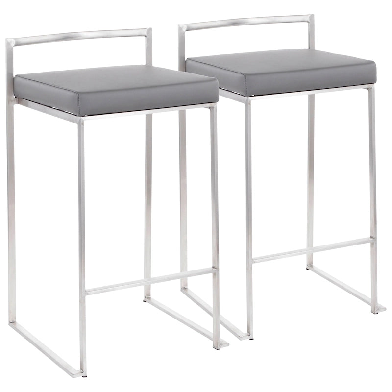 Sgabello da bancone impilabile in acciaio inossidabile completamente saldato Silver Orchid Forrest (set di 2) 22