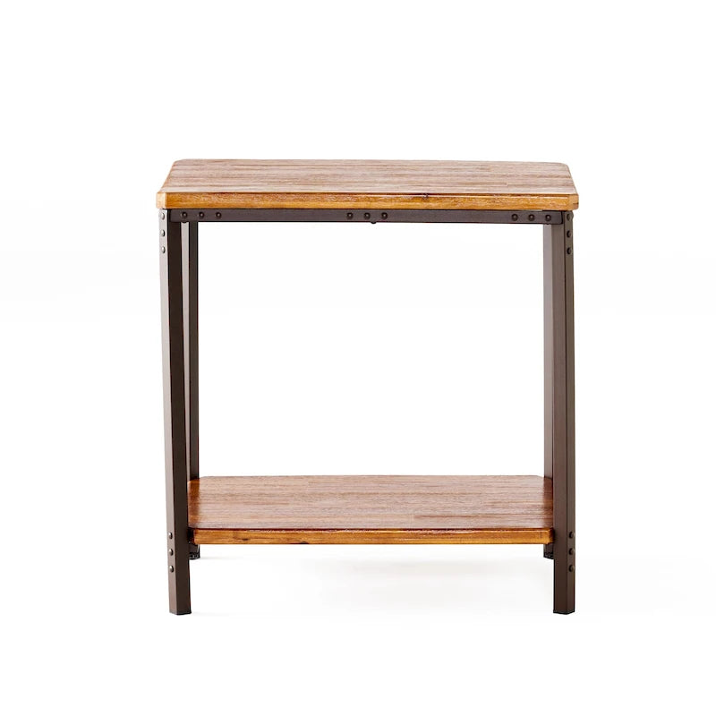 Tavolino laterale in metallo rustico Ronan Wood di Christopher Knight Home 11