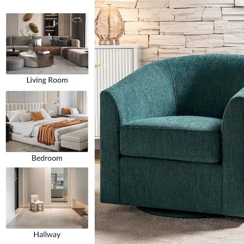 Cuenca Modern Upholstered Barrel Chair with Swivel Base 30