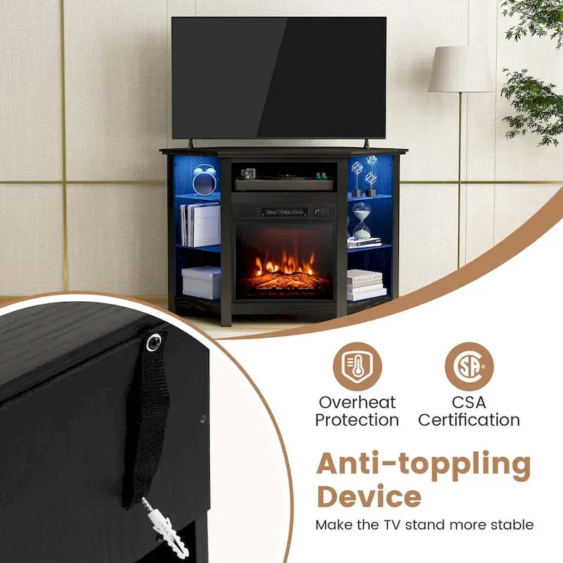 Costway Fireplace TV Stand w/ Led Lights & 18  Electric Fireplace for - See Details 13