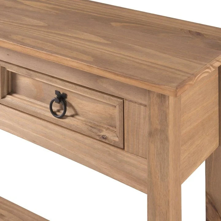Rustic Solid Pine Console Hall Table, White Wash / Antique Brown / Gray Wash / Unpainted, 3 Drawers 7