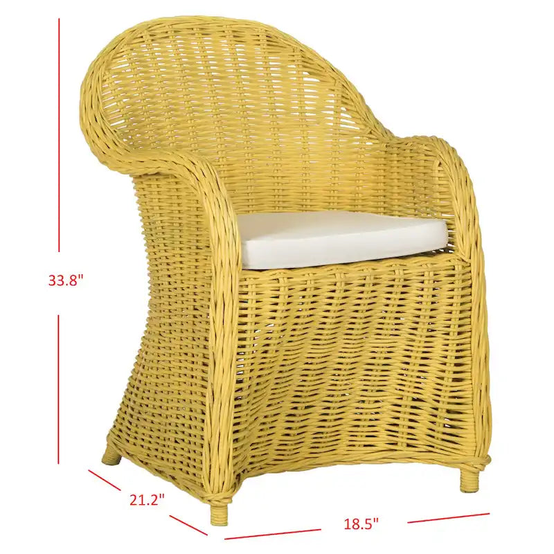 SAFAVIEH Sinja Yellow Rattan Club Chair - 24  x 26  x 35  - 24Wx26Dx35H 28