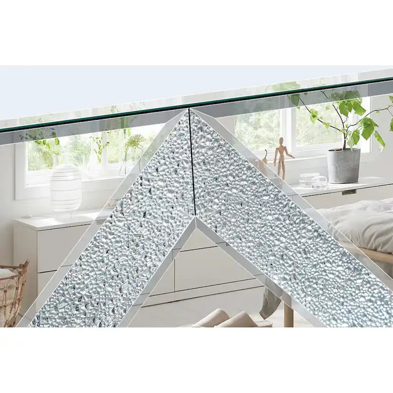 59 TV Stand with Diamond-Shaped Mirror Doors and Storage for TVs Up to 65 15