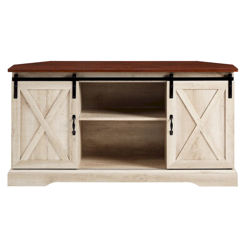 Middlebrook 52-inch Sliding Barn Door Corner TV Stand 24