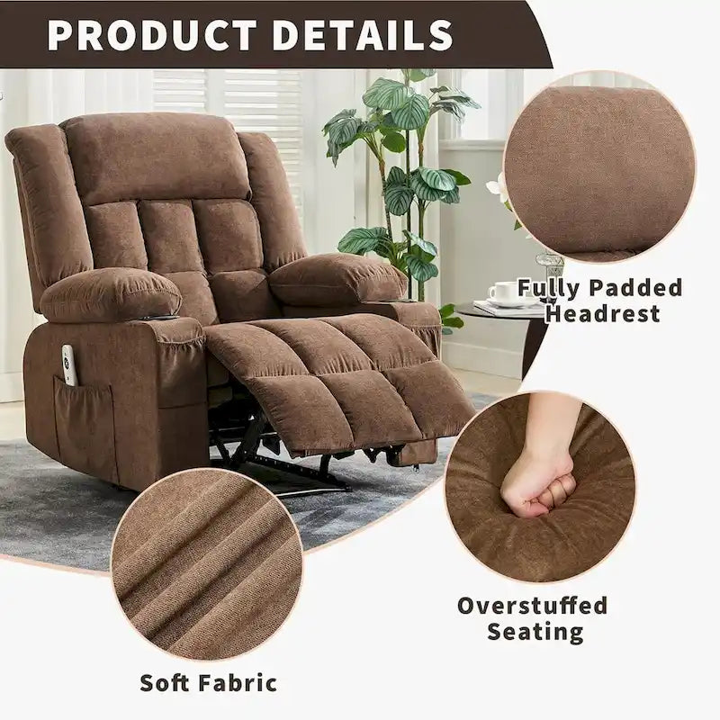 Recliner Chair, Rocking Chairs with Massage and Heat, Side Pockets and Cup Holder 24
