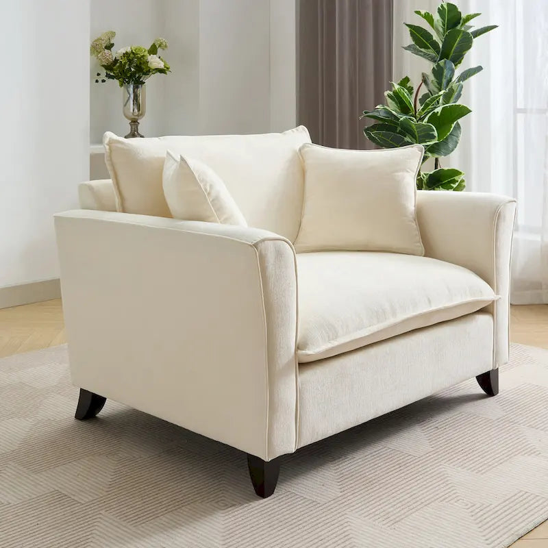 Oversized Chenille Fabric Armchair 15