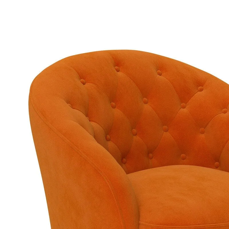 Velvet Upholstered 360 Degree Swivel Barrel Chair with Button Tufted Back 14