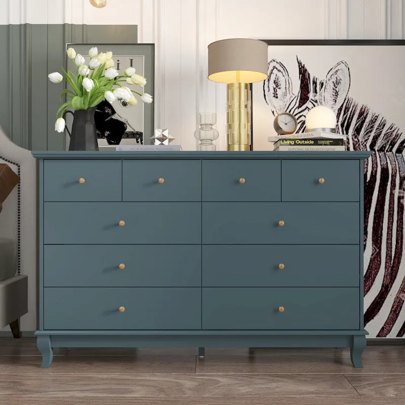 55.1W Lacquer Dresser Long Dresser for Bedroom Chest of Drawers 5