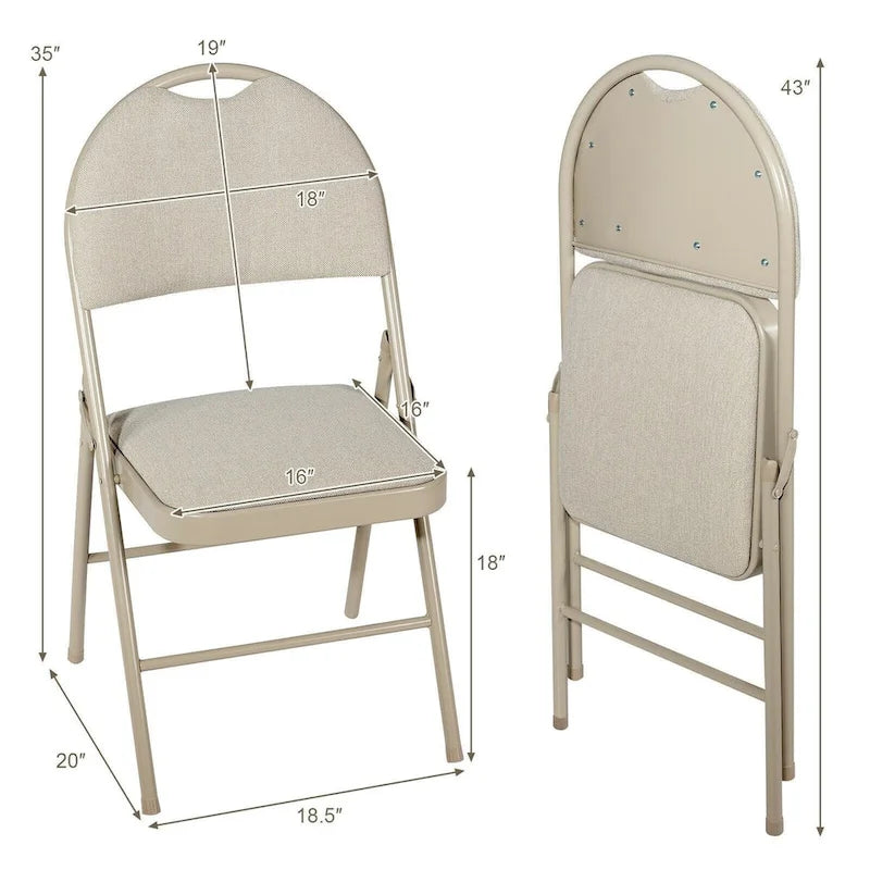 6 Pack Folding Chairs Portable Padded Office Kitchen Dining Chairs-Beige - 18.5 x 20 x 35 (L x W x H) 5