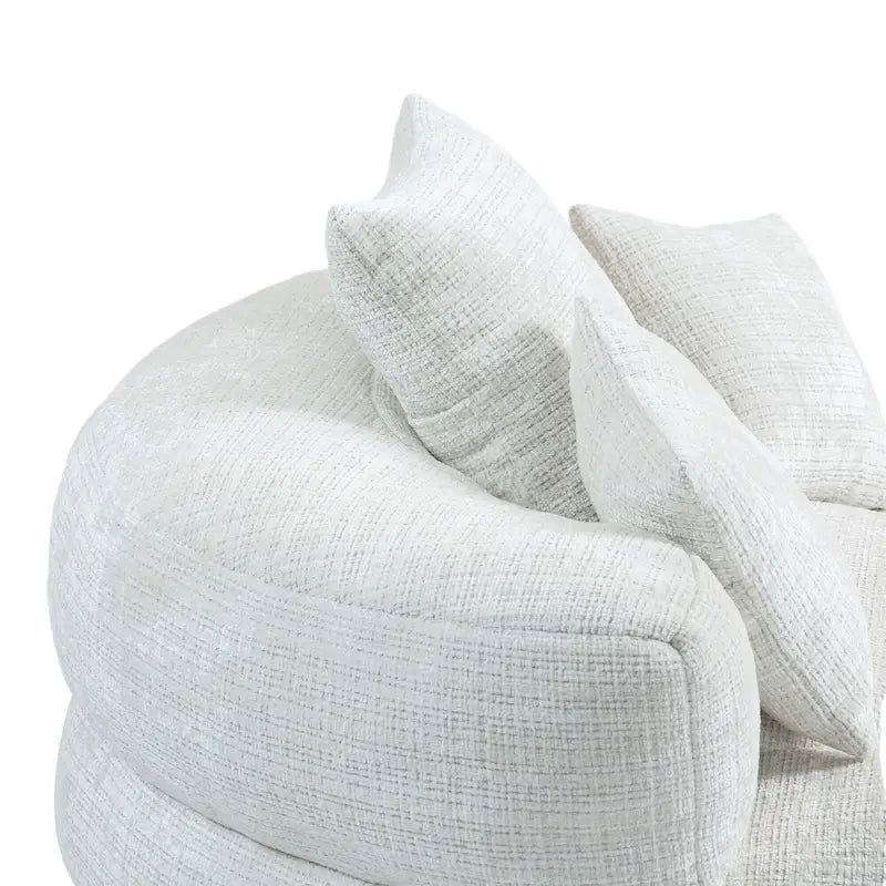 Chenille High Back Lazy Sofa with 3 Pillows and Oversized Bean Bag Chair 15