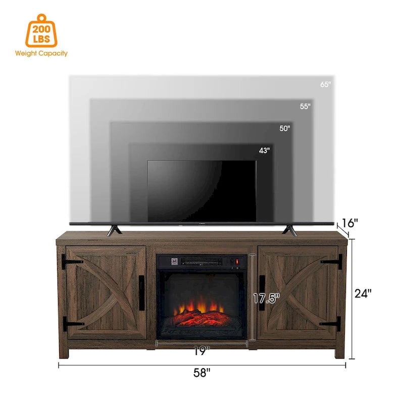 58 Farmhouse Electric Fireplace TV Stands Console Table for TV's up to 65 23