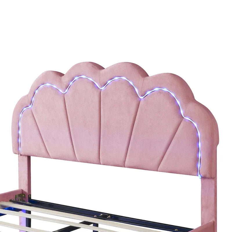 2-Pieces Bedroom Sets Full LED Platform Bed with Storage Ottoman 17