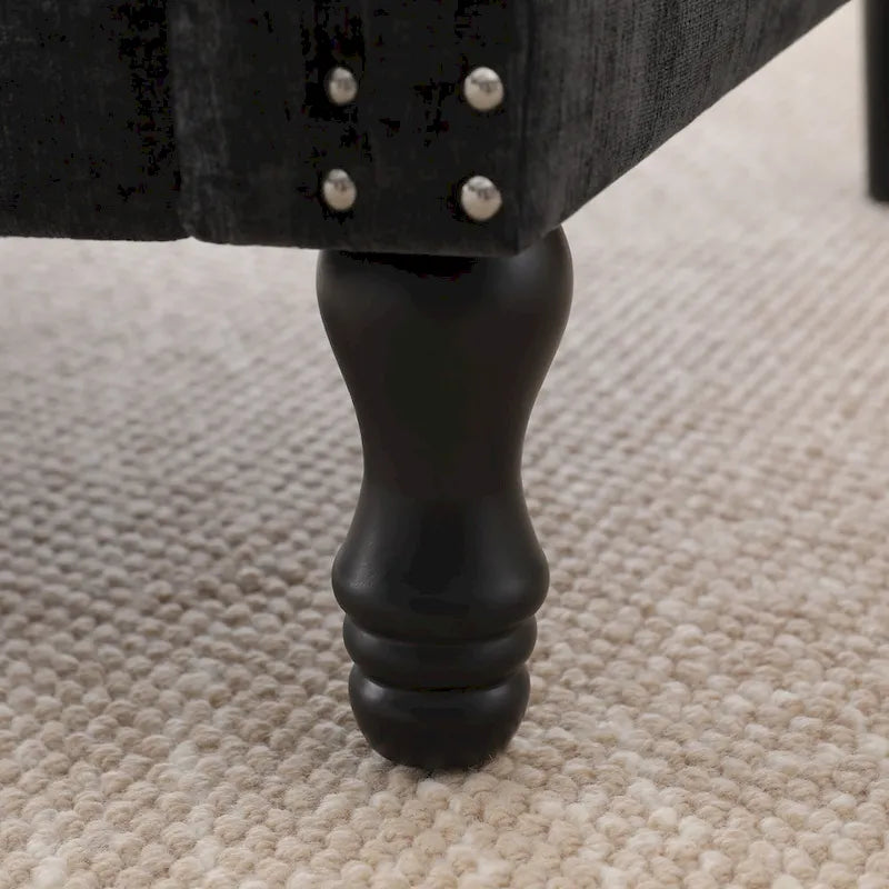 Modern Upholstered Armchair Nailhead Trim Accent Chair with Wood Legs 28