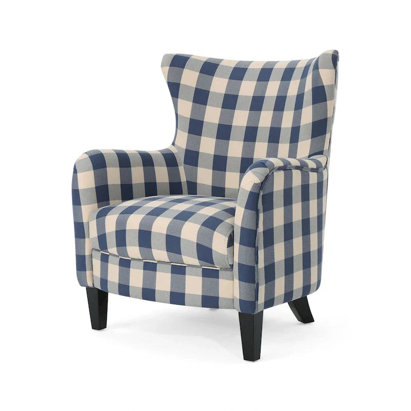 Modern Retro 30.25 High Back Upholstered Arm Chair with Wood Legs for Living Room 37