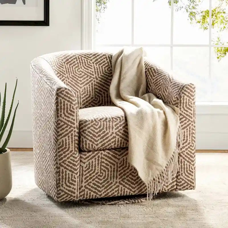 Cuenca Modern Upholstered Barrel Chair with Swivel Base 38