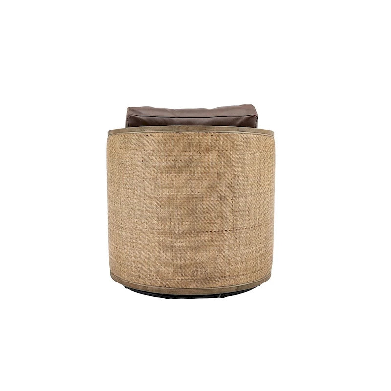 Poltrona a botte girevole, comoda poltrona rotonda d'accento, poltrona club a botte girevole a 360 gradi, poltrona relax con struttura in rattan intrecciato 41