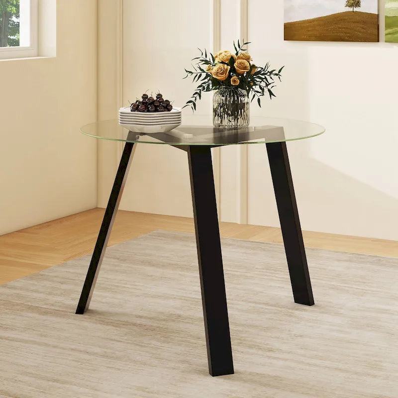 Costway 36 Round Glass Dining Table for 4 with Tempered Glass - See Details 19