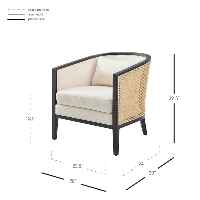 Tillman Linen Accent Arm Chair with Rattan 13