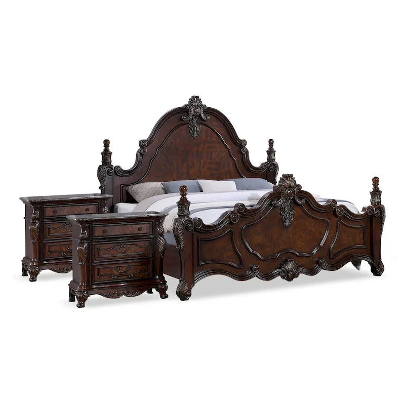 Furniture of America Eugene Set Camera da Letto Tradizionale 3 Pezzi in Legno di Ciliegio Scuro con Pannelli 14