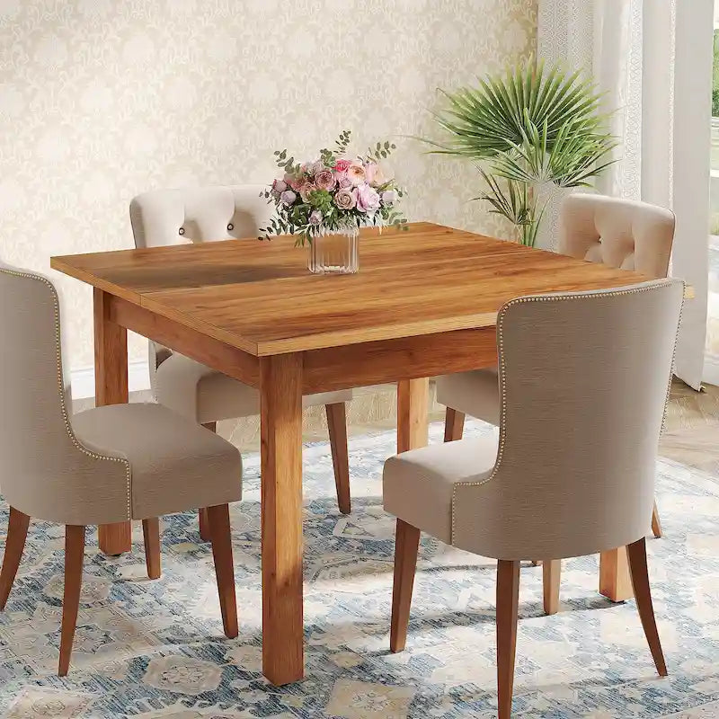 39.4 Inches Square 2-4 People Dining Table with Solid Wood Legs for Living Room Dining Room 3