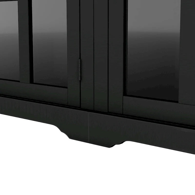 Entertainment Wall Unit with Bridge, Tempered Glass Doors for TVs Up to 70 37