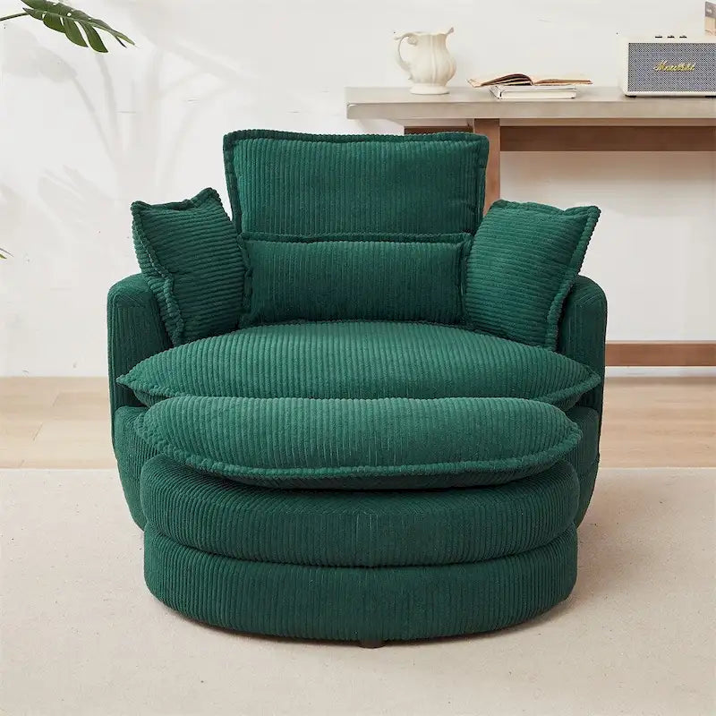 Oversized Swivel Chair with Moon Storage Ottoman with 4 Pillows 23