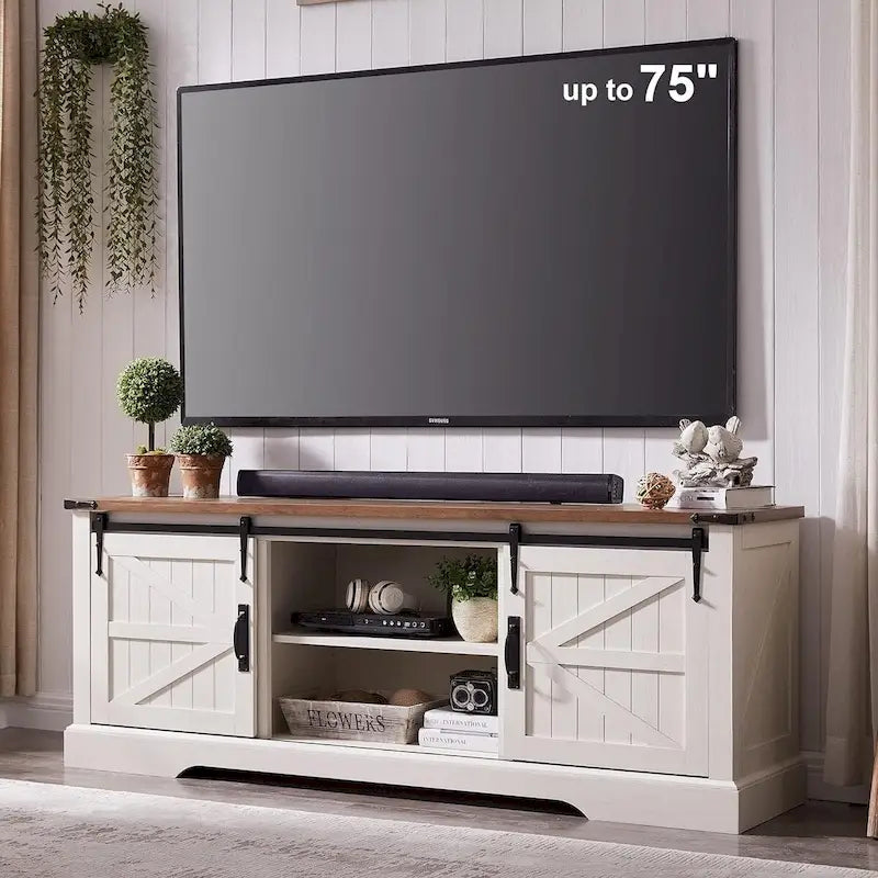 Farmhouse Wood TV Stand, Rustic Entertainment Center, Console Cabinet - n/a 6