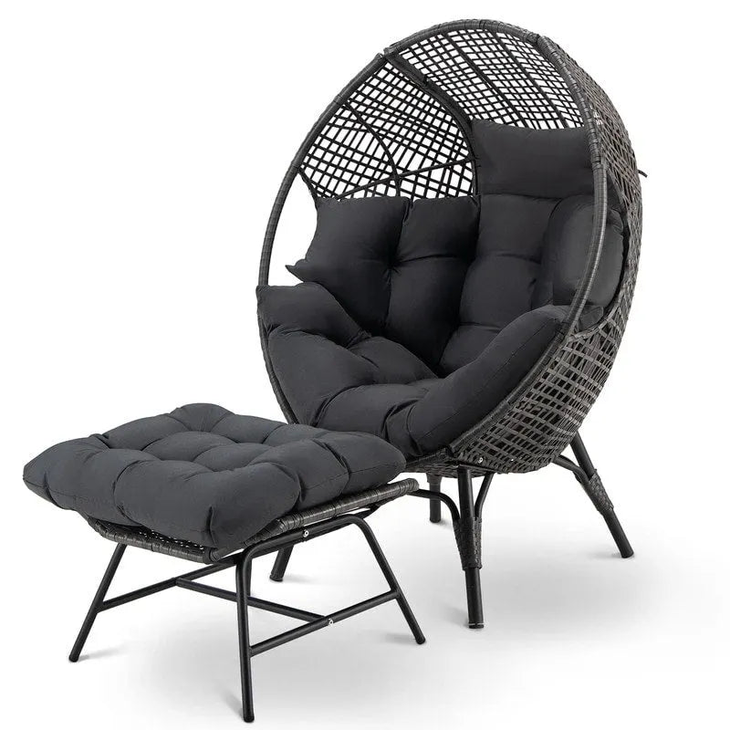 FINCATI Indoor Eggs Chair, 440 lbs Egg Chair Outdoor, Oversized Egg Chair with Ottoman, Luxury Cozy Egg Chair with Foot Rest 21