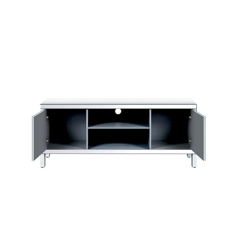 59 TV Stand with Diamond-Shaped Mirror Doors and Storage for TVs Up to 65 14