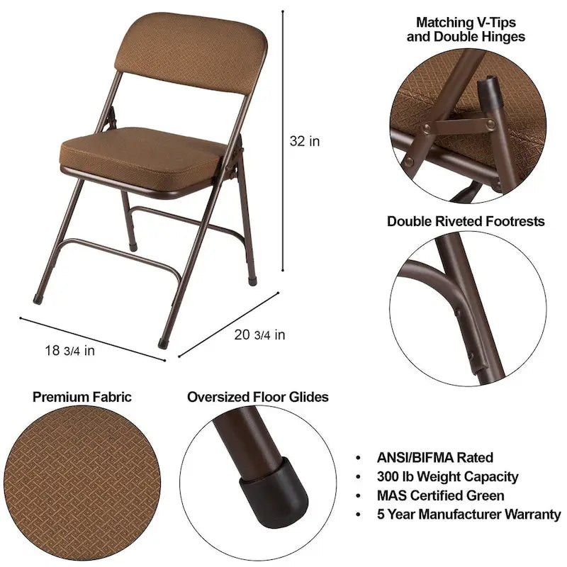 Hampden Furnishings Bernadine Collection Deluxe Fabric Padded Folding Chair, Pack of 2 21