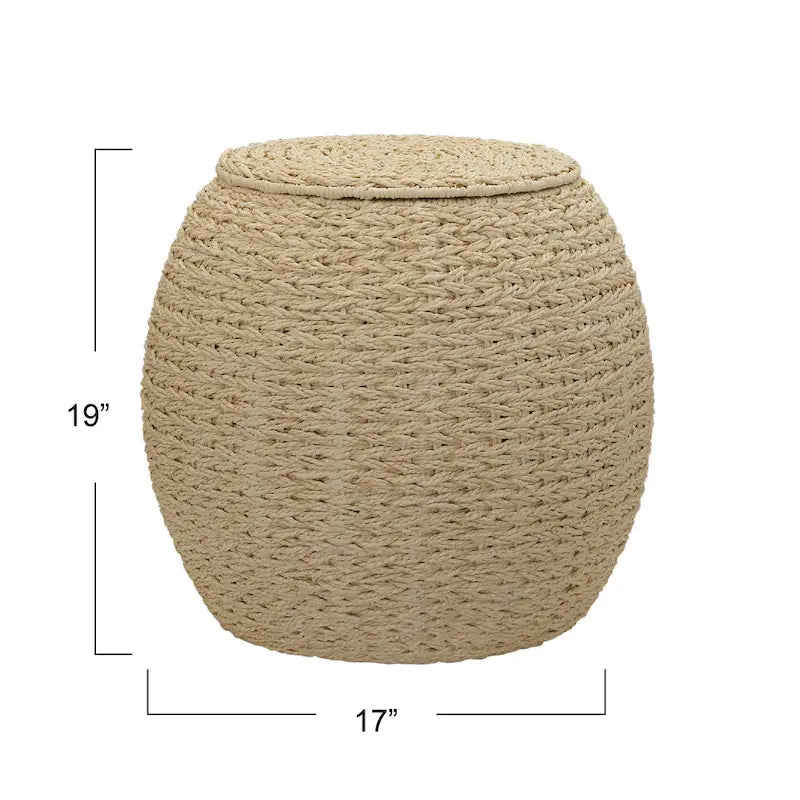 Household Essentials Handwoven Barrel Wicker Storage Basket Side Table - 17.0L x 17.0W x 19.0H 22