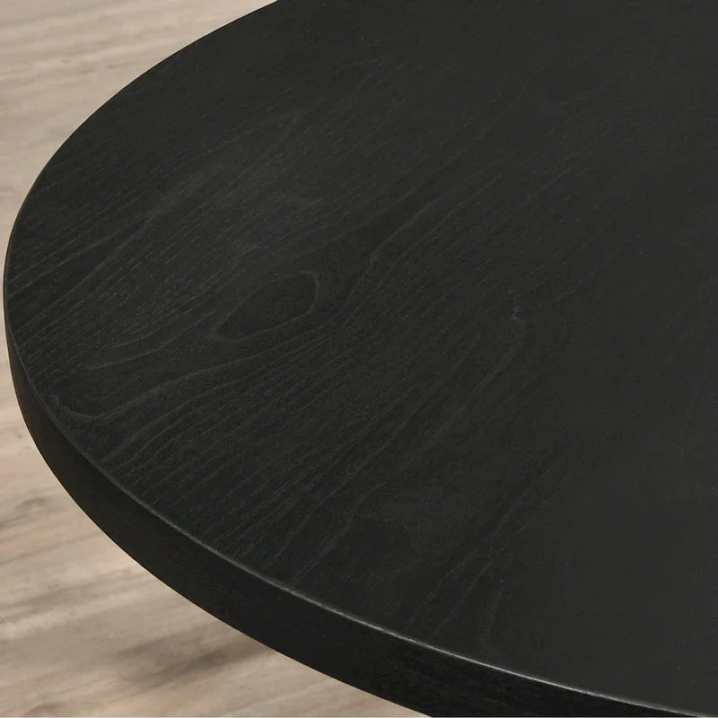 5 Piece Dining Table Set, Wooden Kitchen Furniture Set, Round Table with Cross-Buck Pedestal Base and 4 Tufted Chairs 27