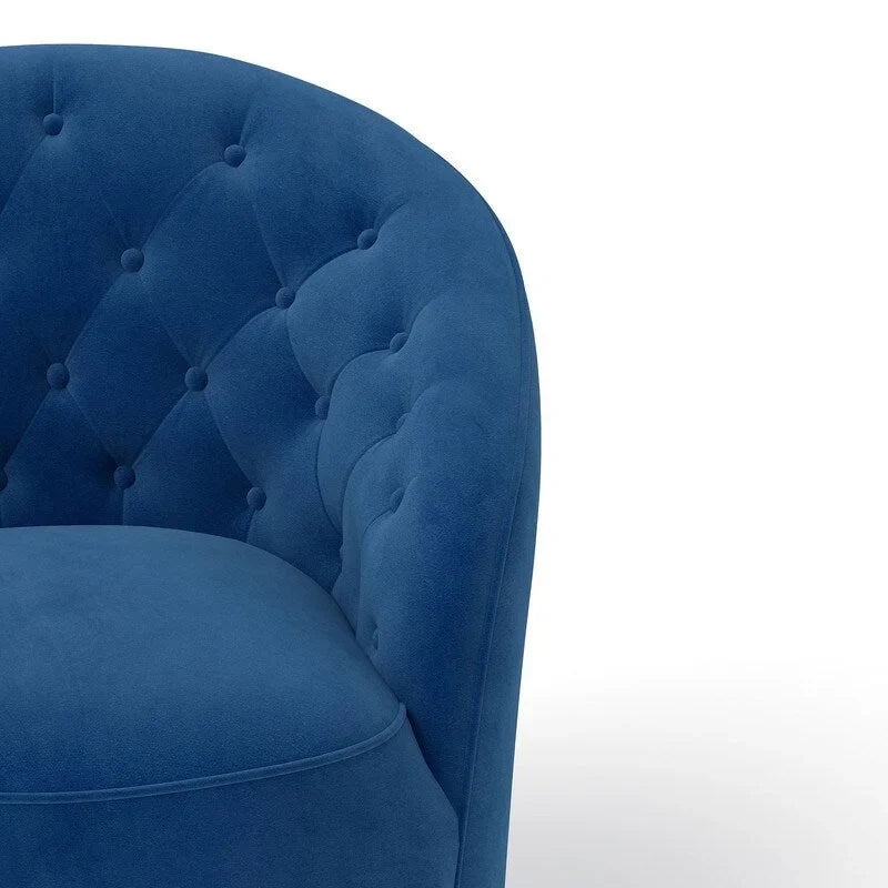 Velvet Upholstered 360 Degree Swivel Barrel Chair with Button Tufted Back 24