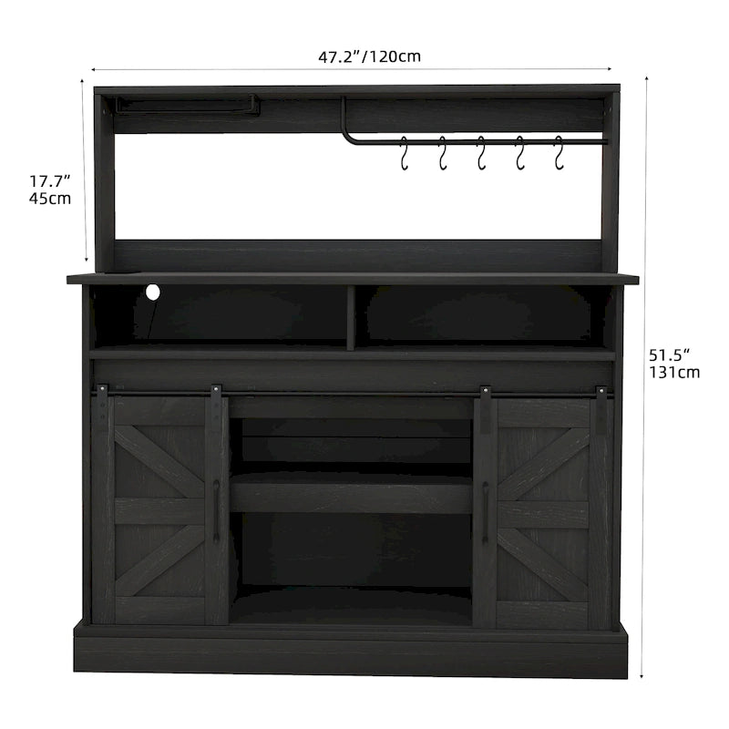 Moasis Farmhouse Coffee Bar Cabinet - 15.1D x 47.2W x 51.5H 17