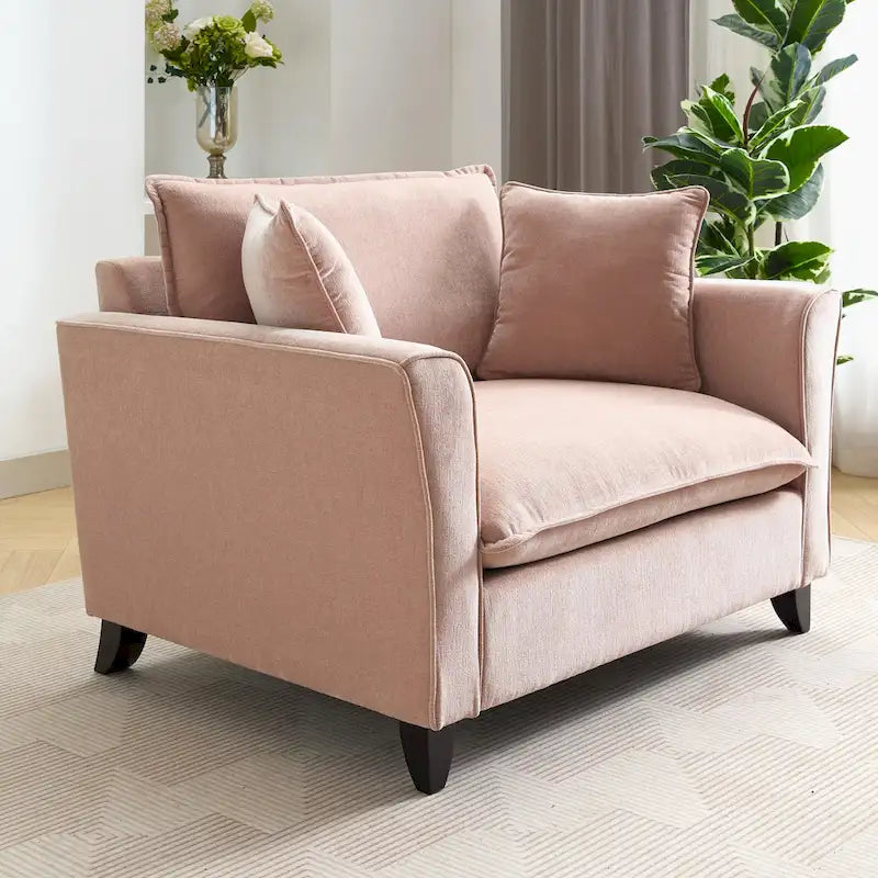 Oversized Chenille Fabric Armchair 10